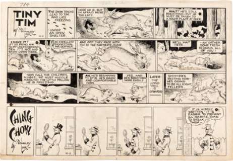 Stanley Link - Tiny Tim and Ching Chow Paired Sunday Comic Strips Original Art dated 12-2-45 (Chicago Tribune Syndicate, 1945).