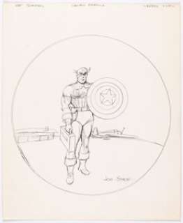 Joe Simon - Captain America as a Ready Pilot Sketch Original Art (undated).... | Heritage