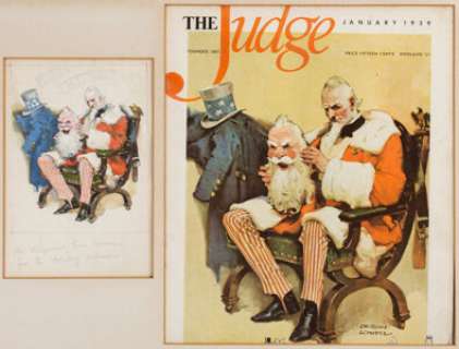 Lowell, Orson Byron | Orson Byron Lowell Judge Magazine January-1939 Preliminary Cover Study Painting Original Art (Judge, 1939).... | Heritage