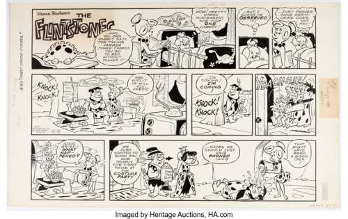 Hazelton, Gene | Gene Hazelton Flintstones Sunday Comic Strip Original Art dated 8-19-73 (McNaught Syndicate, 1973).... | Heritage