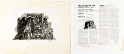 Krigstein, Bernard | Bernard Krigstein - Serata Napoletana I Musici LP Album Back Cover Illustration Original Art (Epic Records, 1961).... | Heritage