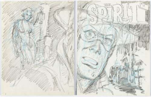 Eisner, Will | Will Eisner The Spirit #18 Unpublished Wraparound Cover Preliminary Original Art Group of 2 (Warren, c. 1976).... (Total: 2 Original Art) | Heritage