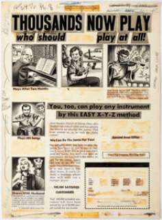 Everett, Bill - Bill Everett (attributed) Cracked #11 Back Cover "Thousands Now Play Who Should Not Play at All!" Original Art (Ma...