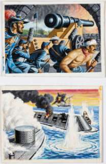 Saunders, Norman | Norman Saunders, Bob Powell, and M. Blumenfeld Civil War Series 2 Trading Cards Unpublished Painting Original Art ... (Total: 2 Original Art) | Heritage