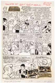 Dan DeCarlo and Jim DeCarlo - Archie Hostess Fruit Pie Complete 1-Page Ad "Shut My Mouth" Original Art and Production Material... (Total: 7 Original Art)