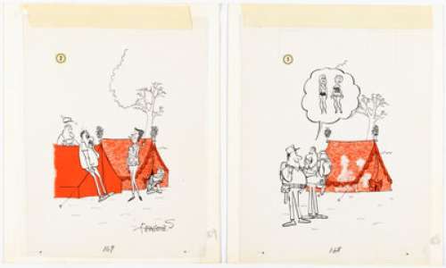 Sergio Aragonés Viva Mad! "Camping Flirt Surprise" Complete 2-Page Story Original Art (EC Publ./New American Library, 1968). (Total: 2 Original Art) | Heritage