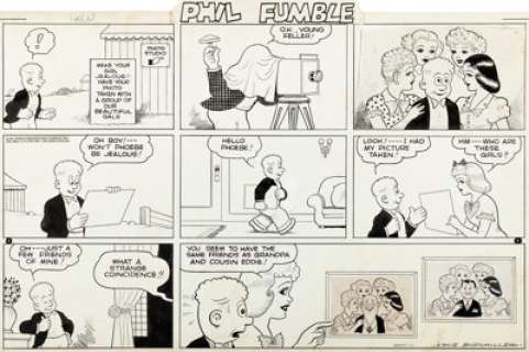 Ernie Bushmiller Phil Fumble Sunday Comic Strip Original Art dated 9-11-38 (United Feature Syndicate, 1938). | Heritage