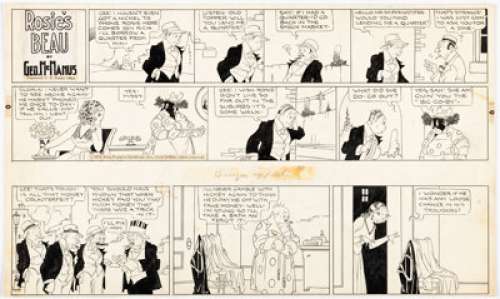 George McManus Bringing Up Father and Rosie’s Beau Sunday Comic Strips Original Art dated 1-31-32 Group of 2 (King Features, 1932). (Total: 2 Original Art) | Heritage