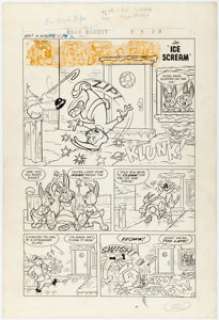 Marty Taras Rags Rabbit #18 Complete 5-Page Story "Ice Scream" Original Art (Harvey, 1954). (Total: 5 Original Art)