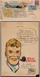 Milton Caniff Steve Canyon-Related Envelope Original Art and Hand-Colored Signed Print (1947). (Total: 2 Items) | Heritage