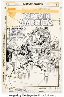 Alex Saviuk and Al Milgrom Captain America Meets the Asthma Monster (nn) Cover Original Art (Marvel/Glaxo Inc., 1985). | Heritage
