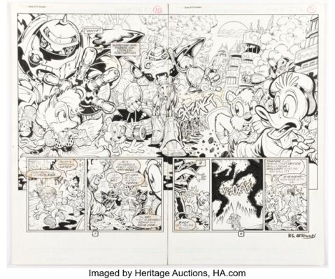 Steven Butler and Pam Eklund Sonic the Hedgehog #75 Double Page Spread 7-8 Original Art (Archie, 1999). (Total: 2 Original Art)