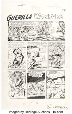George Tuska Exciting War #6 "Guerilla War" Complete 1-Page Story Original Art (Pines/Standard, 1952). | Heritage