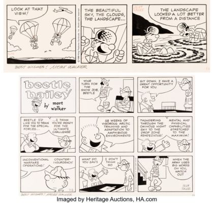 Mort Walker Beetle Bailey Comic Strip Original Art Group of 2 (King Features Syndicate, 1988). (Total: 2 Items) | Heritage