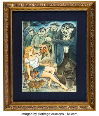 Richard Sala - Girl and Ghouls Illustration Original Art (undated). | Heritage