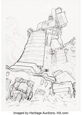 E. J. Su The Transformers: Escalation #6 Optimus Prime and Megatron Splash Page 1 Original Art (IDW, 2007).