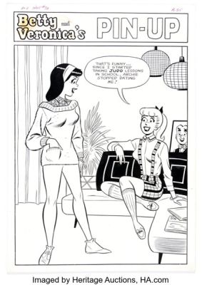 Dan DeCarlo and Vincent DeCarlo Archie’s Girls Betty and Veronica #88 Pin-Up Illustration Original Art (Archie, 1963). | Heritage