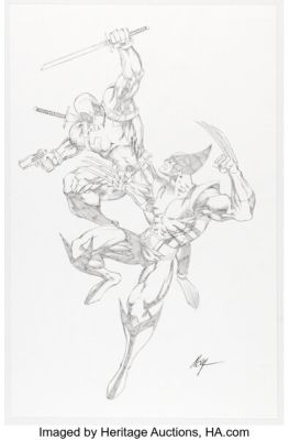 M. C. Wyman - Wolverine vs. Deadpool Specialty Illustration Original Art (undated). | Heritage