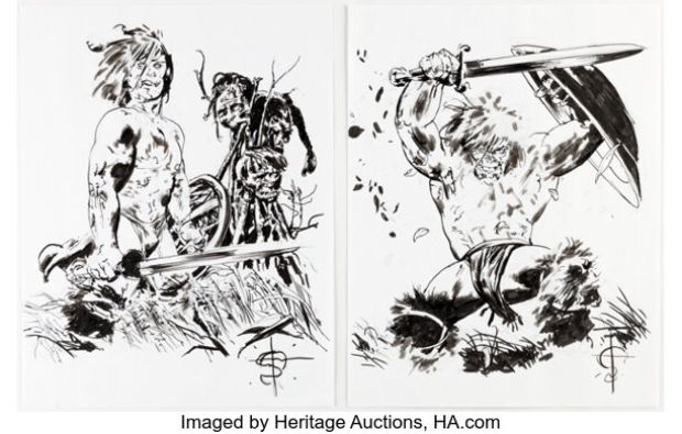 Tony Salmons - King Kull Illustrations Original Art Group of 2 (2022). (Total: 2 Items)