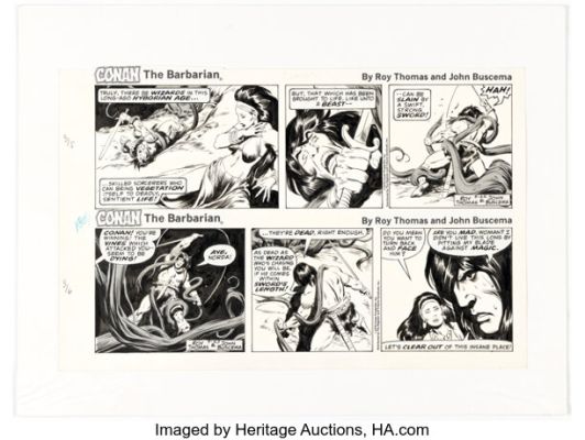 John Buscema Conan the Barbarian Consecutive Daily Comic Strips Original Art (Register and Tribune, 1978).