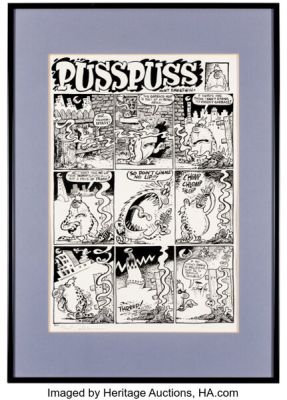 Hunt Emerson - PussPuss Complete 1-Page Story Original Art (c. 1990s).