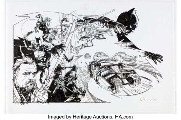 Tommy Lee Edwards Batman Begins Movie Style Guide Illustration Original Art (2005). (Total: 2 Items)