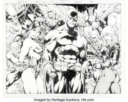 Ed Benes and Sandra Hope Justice League of America #15 Double-Page Splash 4-5 Original Art (DC, 2008). | Heritage