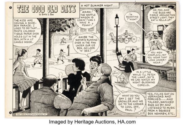 Erwin L. Hess The Good Old Days Single Panel Comic Strip Original Art dated 6-25-60 (United Feature Syndicate, 1960). (Total: 2 Original Art)
