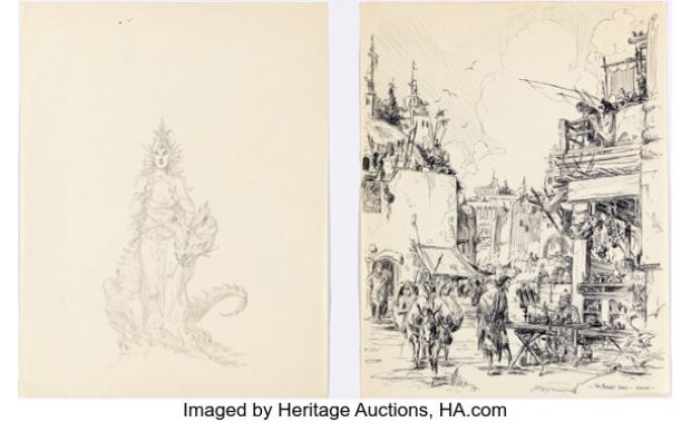 Roy G. Krenkel - Illustrations Original Art Group of 2 (undated). | Heritage