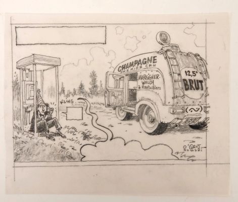 O GROJ Travail de... - Lot 496 - O GROJ Travail de recherche pour une étiquette de champagne Mine...