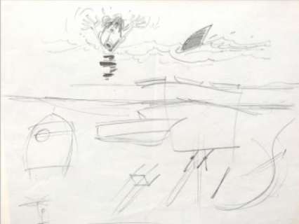 Franquin | Franquin crayonné original étude à la mer | JeanMichel.net