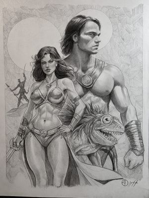 Jay Fife | John Carter and Dejah Thoris Pencil Illustration | Raremarq (Buy It Now)