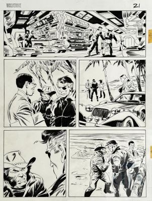 John Buscema / Wolverine. Planche Originale N°21 de L’album "Bloody Choices" Illustrant Wolverine Et Nick Fury Ayant Un Échange Tendu…Très Belle Mise En Scène de La Main de Ce Maitre Du Comics Us. Encre de Chine Et Mine de Plomb Vers 1991. Rare. Tbe+. 38 X 48 Cm | Lot 688 : John Buscema / Wolverine. Planche originale n°21 de l’album "Bloody… | Dagoty