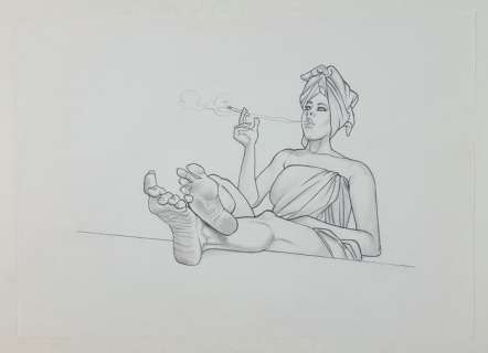 Franco Saudelli - Illustrazione Originale "Relax After Bath" - Loose page | Catawiki