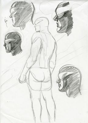 Steve Rude | Nexus Heads and Back View Pencil Sketch | Steve Rude