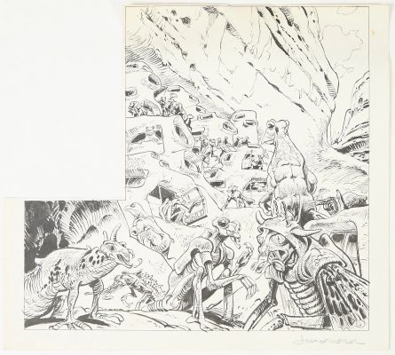 Jean-Claude Mézières (1938-2022) | Lot 97 : Desert Story, demi planche n°5 1976 Encre de Chine sur papier signé… | Fauve Paris
