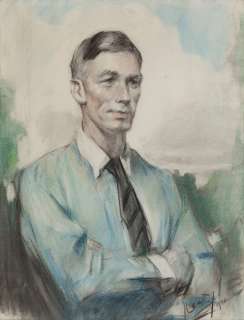 [Hergé] ─ Jean Laudy | Portrait de Hergé. 1950. Pastel et fusain. Portrait réalisé par le père de Jacques Laudy | Sotheby’s