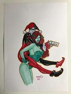 Harley Quinn & Poison Ivy Original art - Commission/Pin Up - by Paul Renaud (signed & dated) - Loose page - Original art - (2007) | Catawiki
