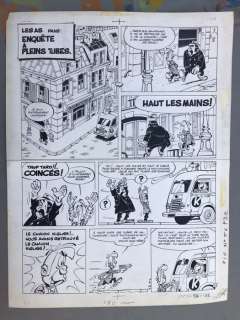 Greg - Planche originale + calque couleur - Les As - Enquête Ã  pleins tubes - (1970) | Catawiki