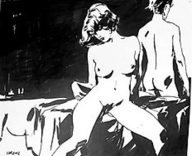 Alex Varenne - "Modelle" - Illustrazione china su velina - Firmata - Loose page | Catawiki