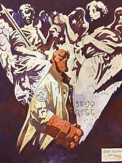 Hellboy - Dessin original ( Gouache ) - Hommage Ã  Mignola et Hellboy par - thomas FRISANO
