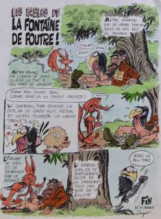 Hugot - Planche originale couleur - Les Fables de la Fontaine de foutre | Catawiki