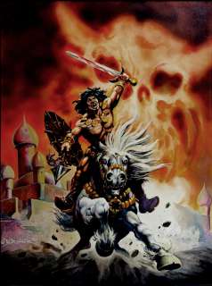 Frank Brunner - savage sword of conan #8 & conan saga #32 stunning ‘rare early‘ cover painting also used for a poster (large art) 1975