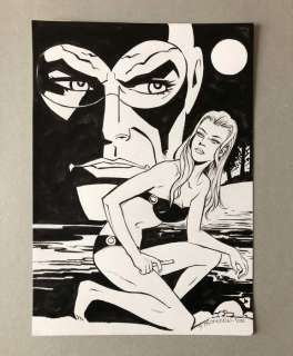Diabolik - illustrazione originale di Giorgio Montorio - china su cartoncino - firmato - Loose page | Catawiki