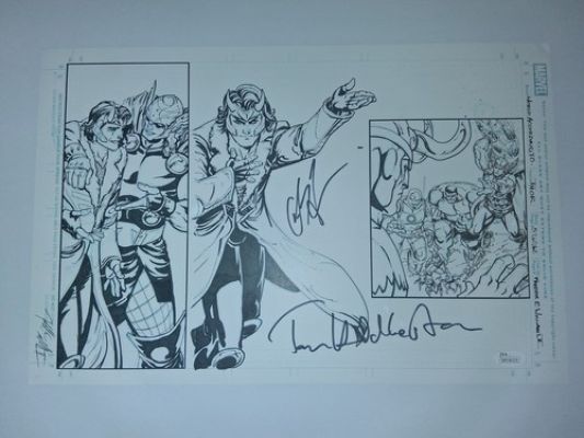 Thor Original Comic Art Page Chris Hemsworth Tom Hiddleston Signed JSA 11×17