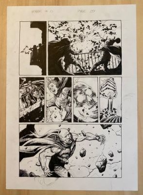 Gary Frank Geiger original comic art #21, p20. Superman, Batman, Hulk artist