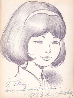 Leloup | Yoko Tsuno, illustration au crayon mauve représen… | Banque Dessinée