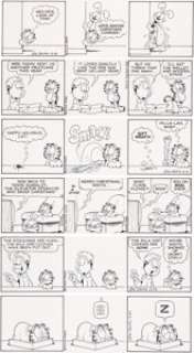Jim Davis Garfield Daily Comic Strip Original Art Consecutive Christmas-Season Group of 6 (PAWS/Universal Press Sy... (Total: 6 Original Art) | Heritage