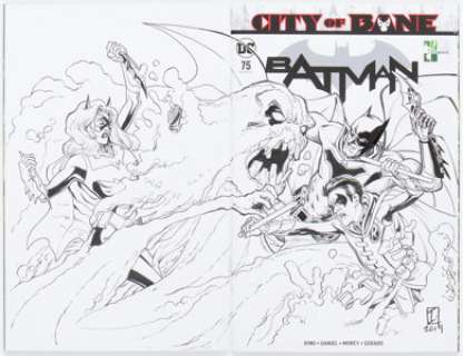 Jamal Igle Batman #75 Wraparound Sketch Cover Variant Original Art (DC, 2019) CGC Signature Series NM/MT 9.8 White -