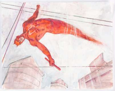 Bill Koeb - Daredevil Illustration and 2 Sketches Original Art (2020). A marvelous image of Daredevil swinging -